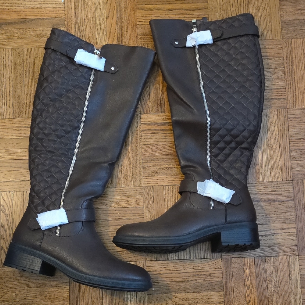 Dream Pairs Quilted Over the Knee Boots - Dark Brown